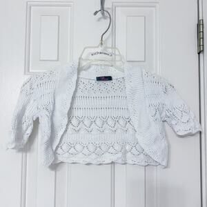 BINA • White Crochet Shrug Cardigan